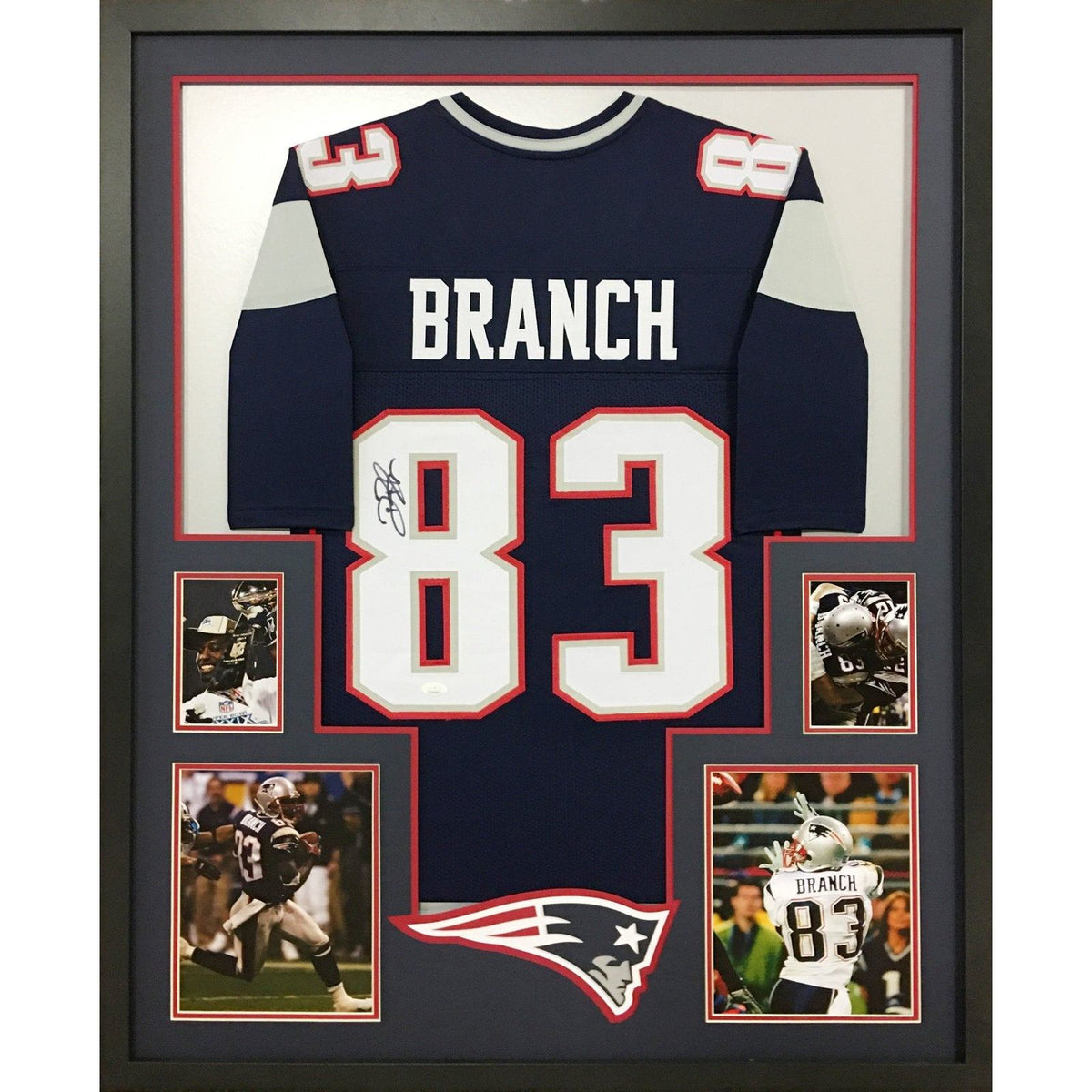 Deion Branch Framed Signed Jersey JSA Autographed New England Patriots