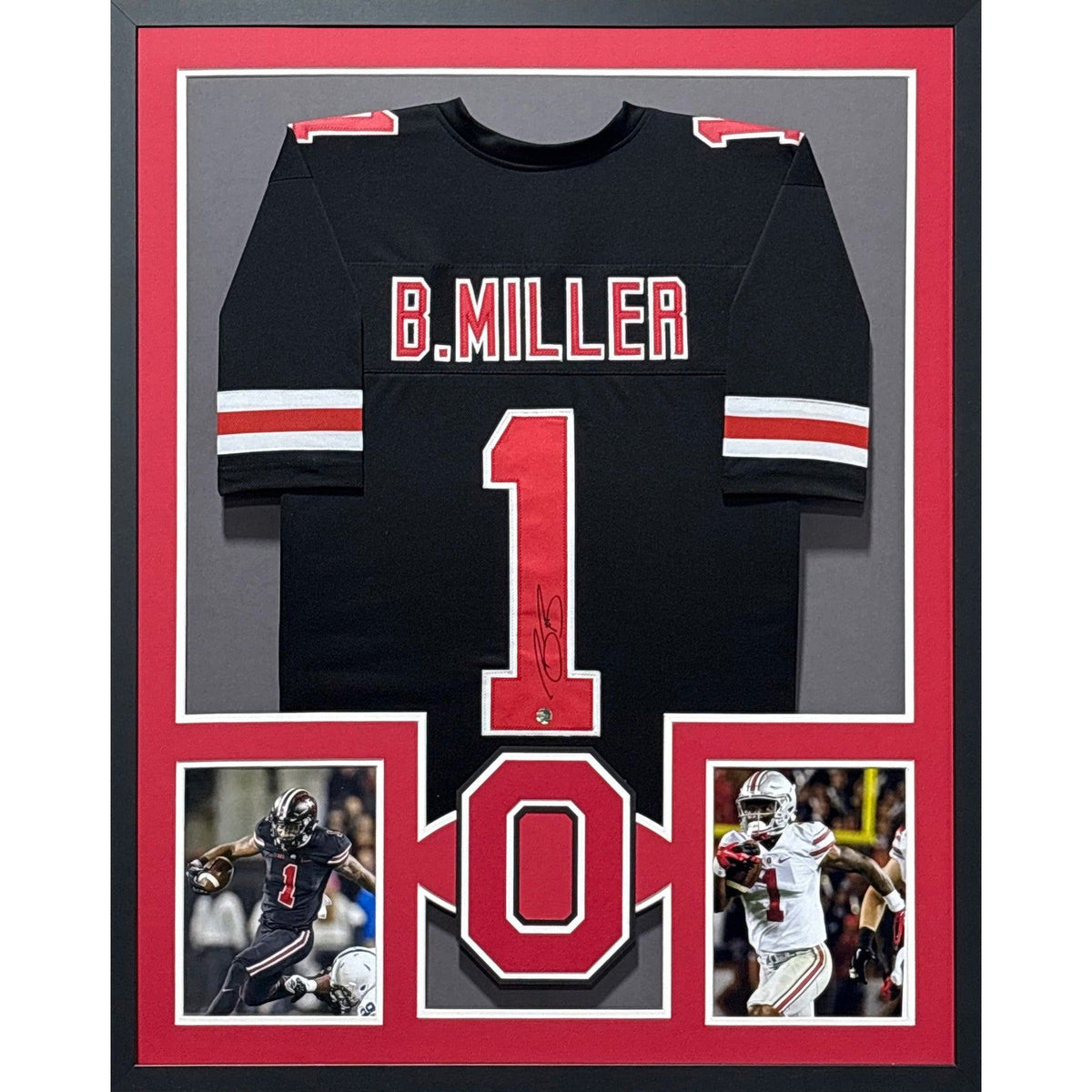 Braxton Miller Signed Framed Black Jersey Ohio State WSOS COA Autographed