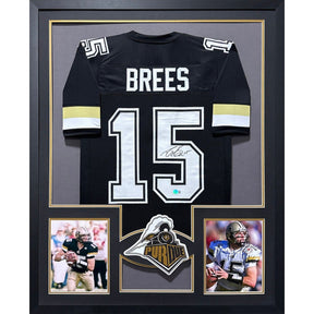 Drew Brees Signed Framed Purdue Jersey Autographed Beckett Saints 2P