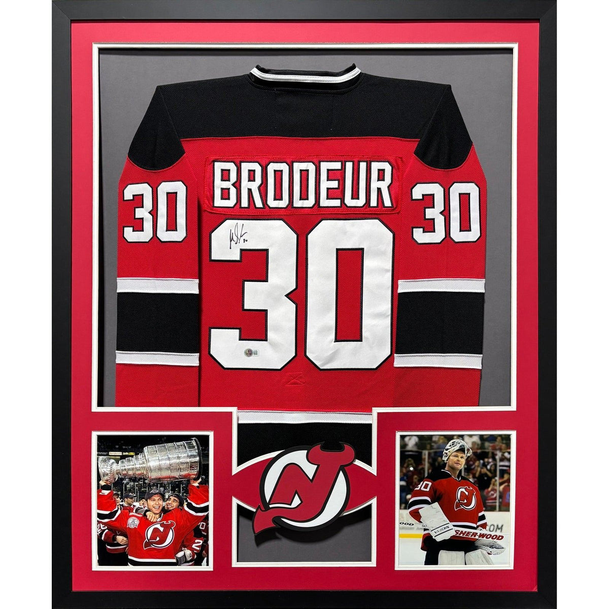 Martin Brodeur Framed Signed Jersey JSA Autographed New Jersey Devils 2P