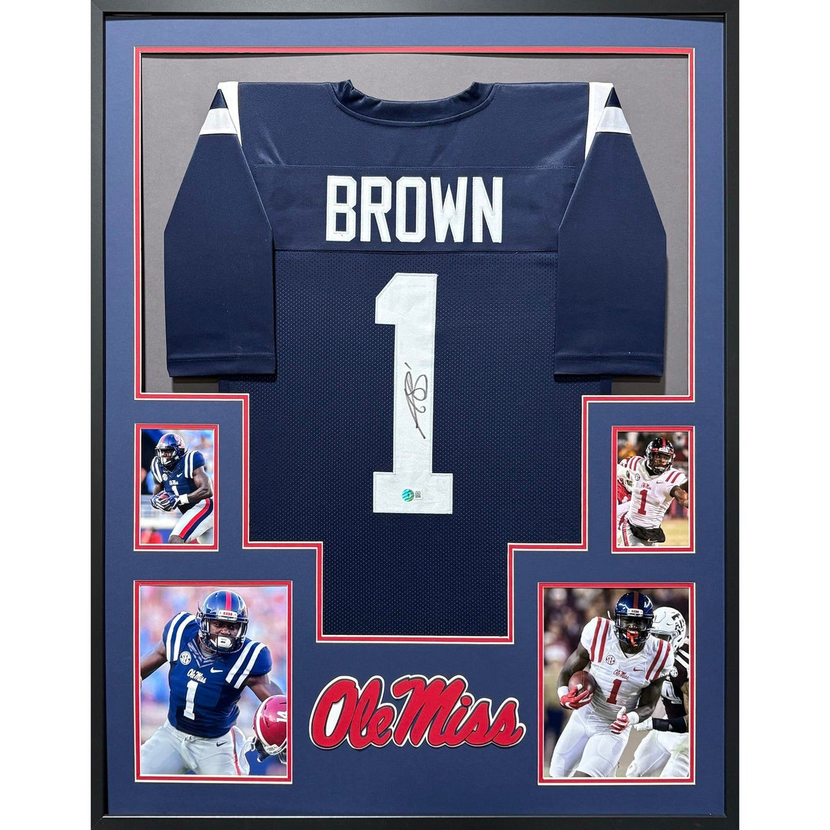 A.J. Brown Framed Signed Ole Miss Blue Jersey Beckett Autographed AJ IH