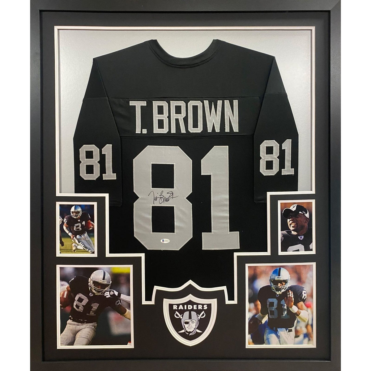 Tim Brown Framed Signed Jersey Beckett Autographed Raiders Notre Dame