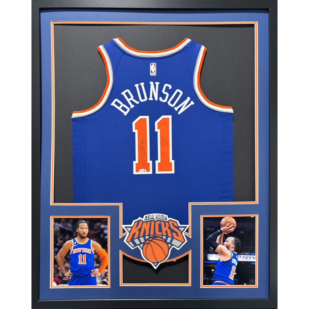 Jalen Brunson Framed Signed Blue Jersey JSA Autographed New York Knicks