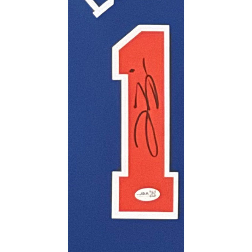 Jalen Brunson Framed Signed Blue Jersey JSA Autographed New York Knicks
