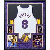 Kobe Bryant Framed Signed White Jersey PSA/DNA Autographed LA Lakers IH