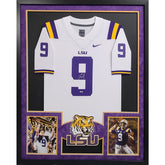 Joe Burrow Framed Signed Jersey Fanatics LSU Autographed Front