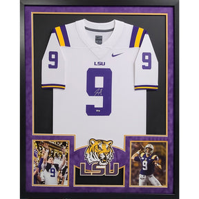 Joe Burrow Framed Signed Jersey Fanatics LSU Autographed Front