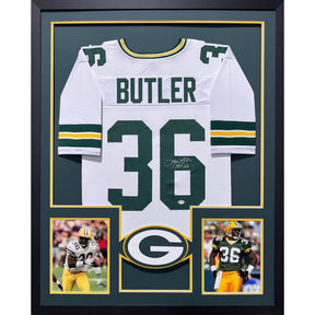 Leroy Butler Framed Signed Packers White Jersey Beckett Autographed