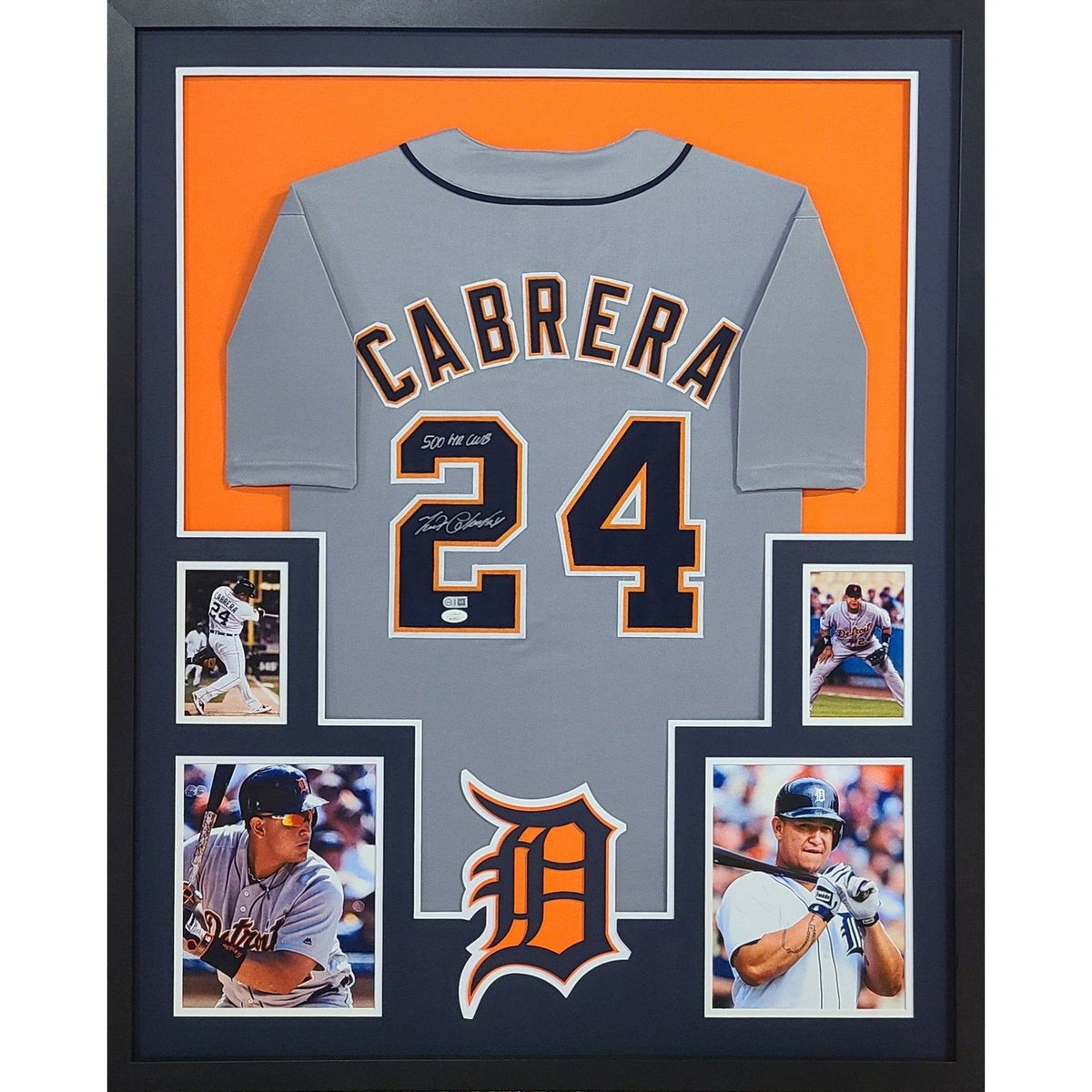 Miguel Cabrera Framed Signed Detroit Tigers Grey Jersey JSA Autographed