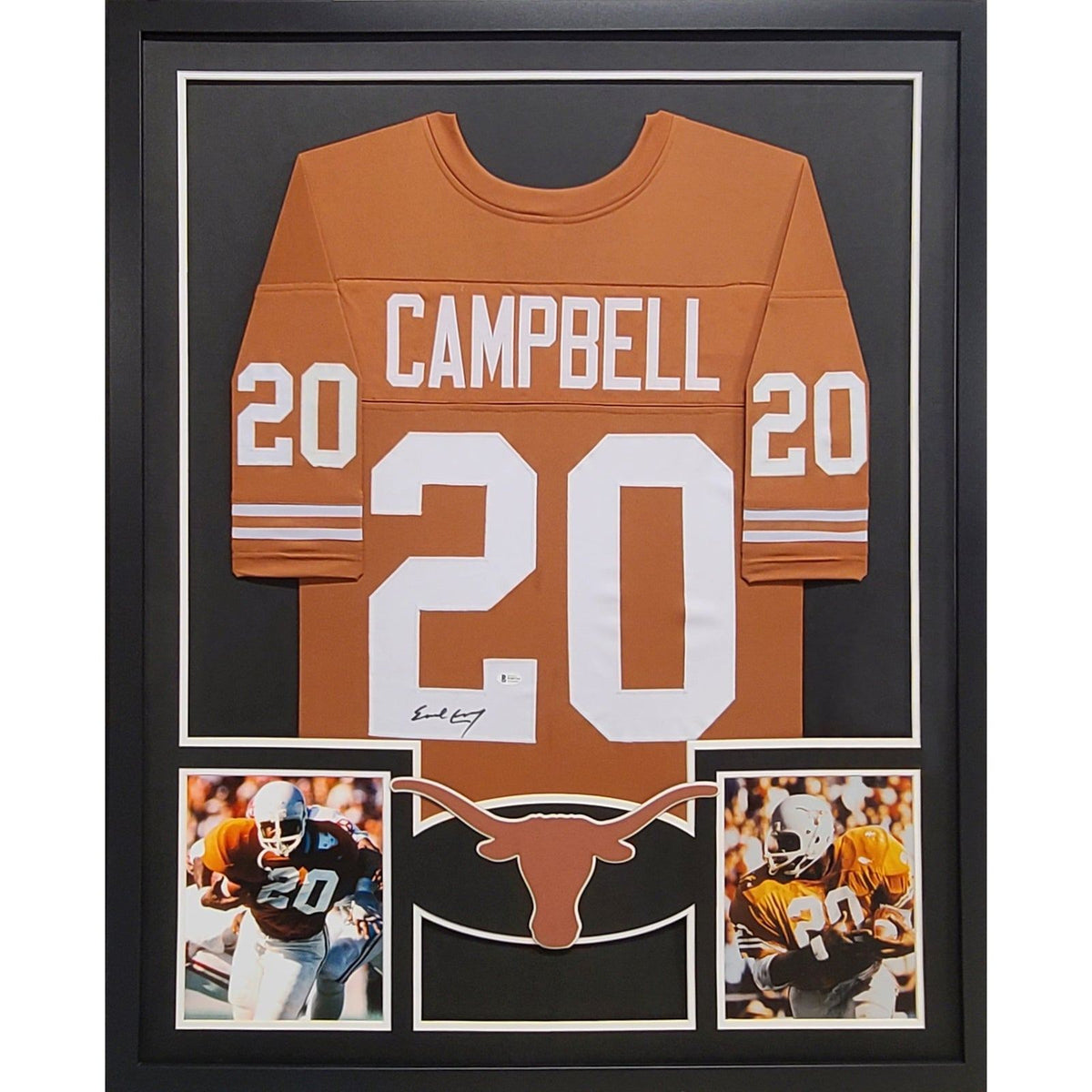 Earl Campbell Framed Signed Jersey Beckett Autographed Texas Longhorns NH