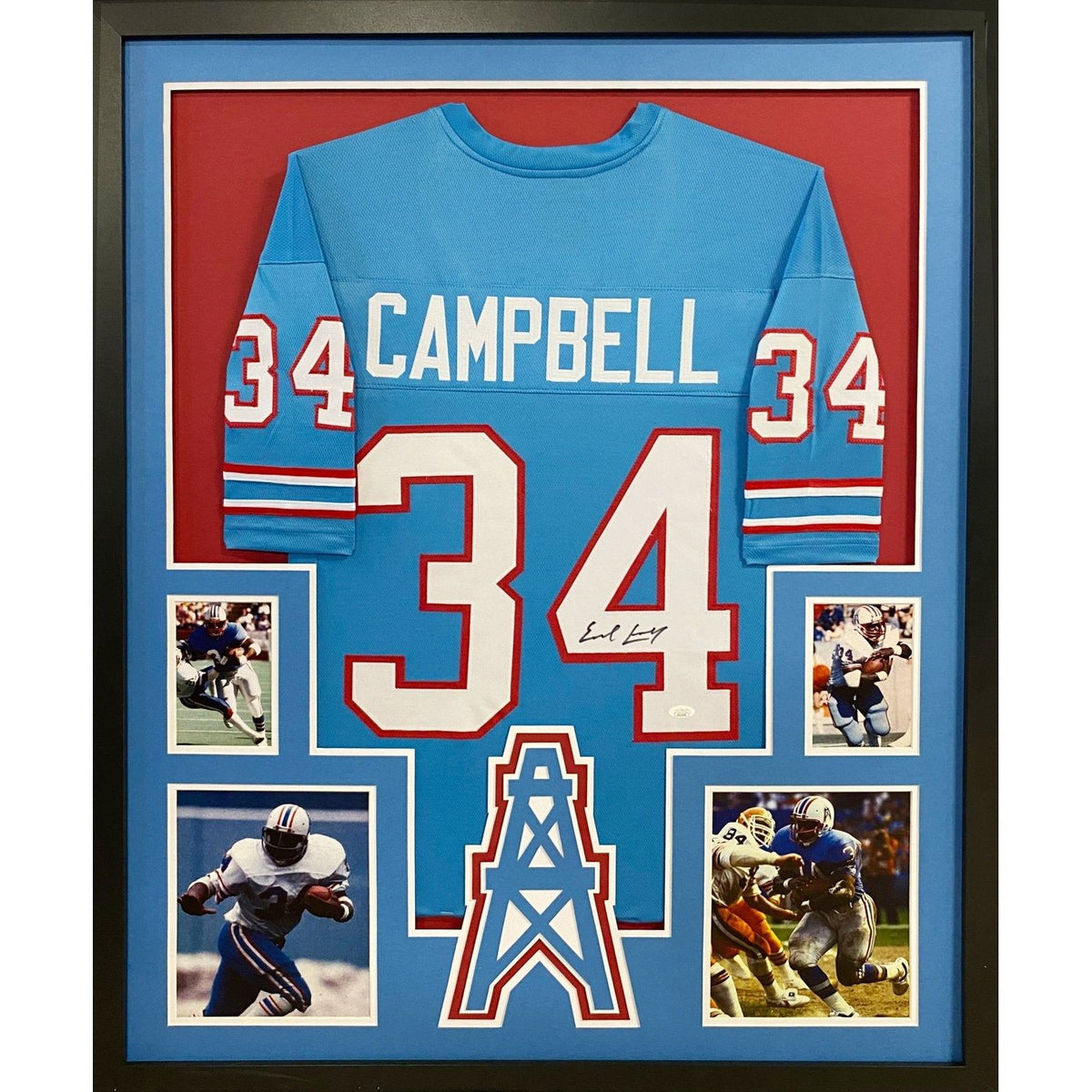 Earl Campbell Framed Signed Jersey JSA Autographed Houston Oilers