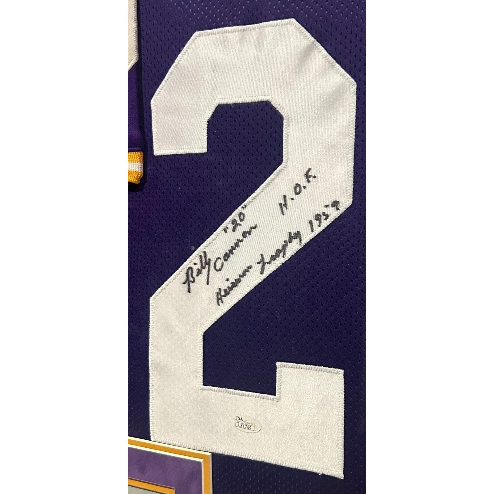 Billy Cannon Framed Signed Jersey JSA Autographed LSU Tigers