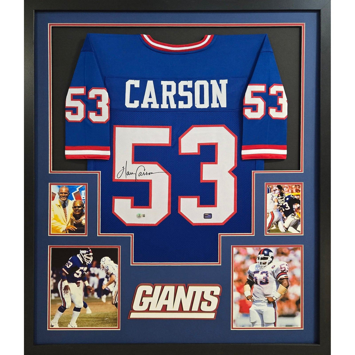 Harry Carson Framed Signed NY Giants Jersey Beckett Autographed