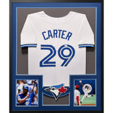 Joe Carter Framed Signed White Jersey JSA Toronto Blue Jays Autographed