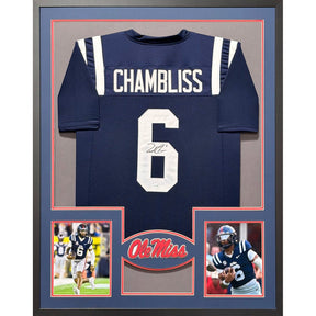 Trinidad Chambliss Signed Framed Navy Jersey JSA Autographed Ole Miss