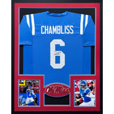 Trinidad Chambliss Signed Framed Blue Jersey JSA Autographed Ole Miss