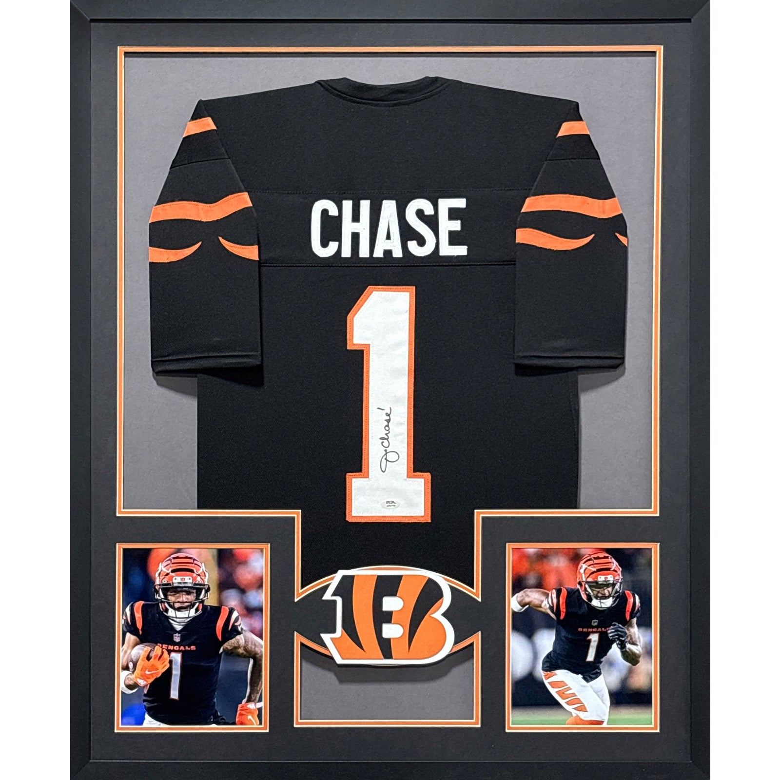 Ja'Marr Chase Framed Signed Jersey PSA Autographed Cincinnati Bengals BK