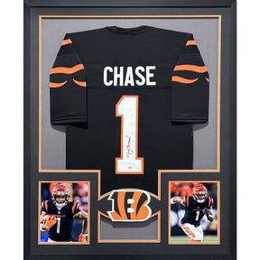 Ja'Marr Chase Framed Signed Jersey PSA Autographed Cincinnati Bengals BK
