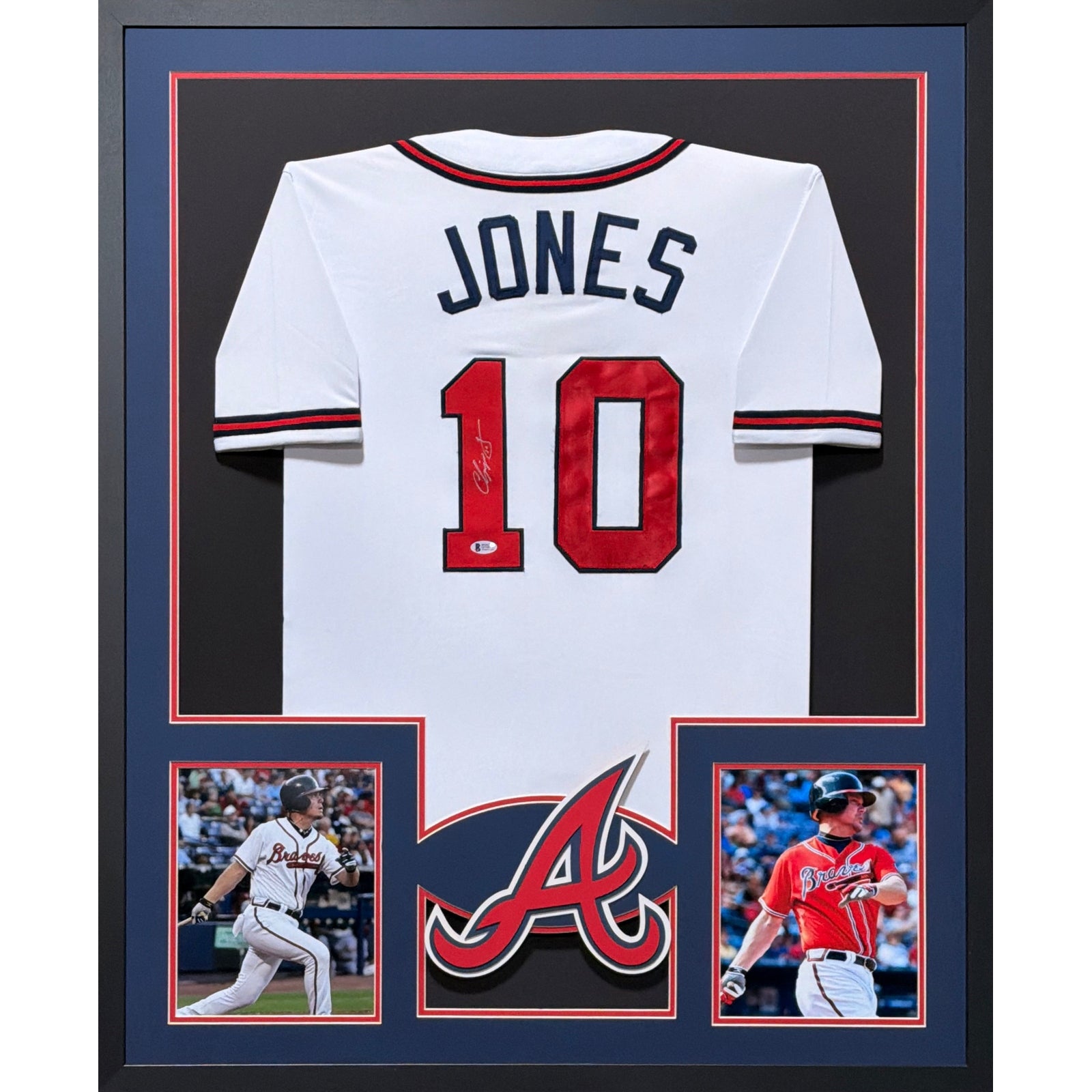 Chipper Jones Signed Framed Jersey Beckett BAS Autographed Atlanta Braves
