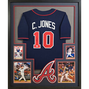 Chipper Jones Signed Framed Blue Jersey JSA Autographed Atlanta Braves 4P