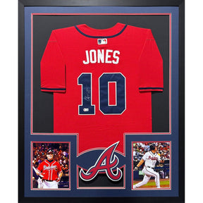 Chipper Jones Signed Framed Red Jersey Beckett Autographed Braves