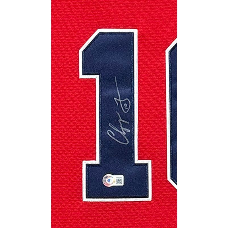 Chipper Jones Signed Framed Red Jersey Beckett Autographed Braves