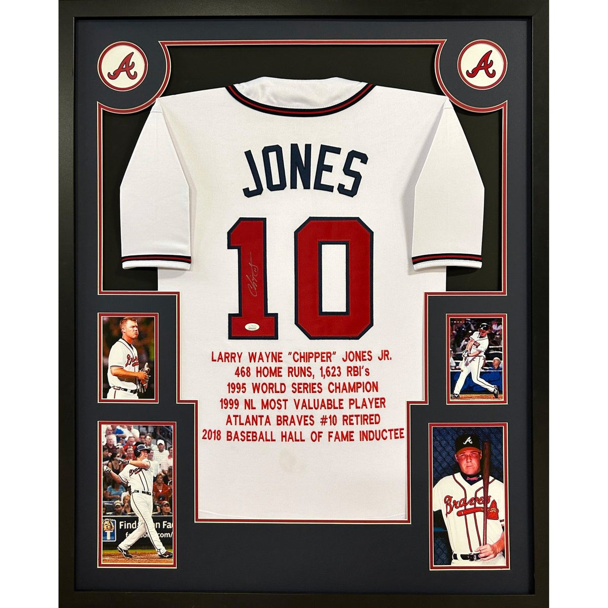 Chipper Jones Signed Framed Stat Jersey JSA Autographed Atlanta Braves