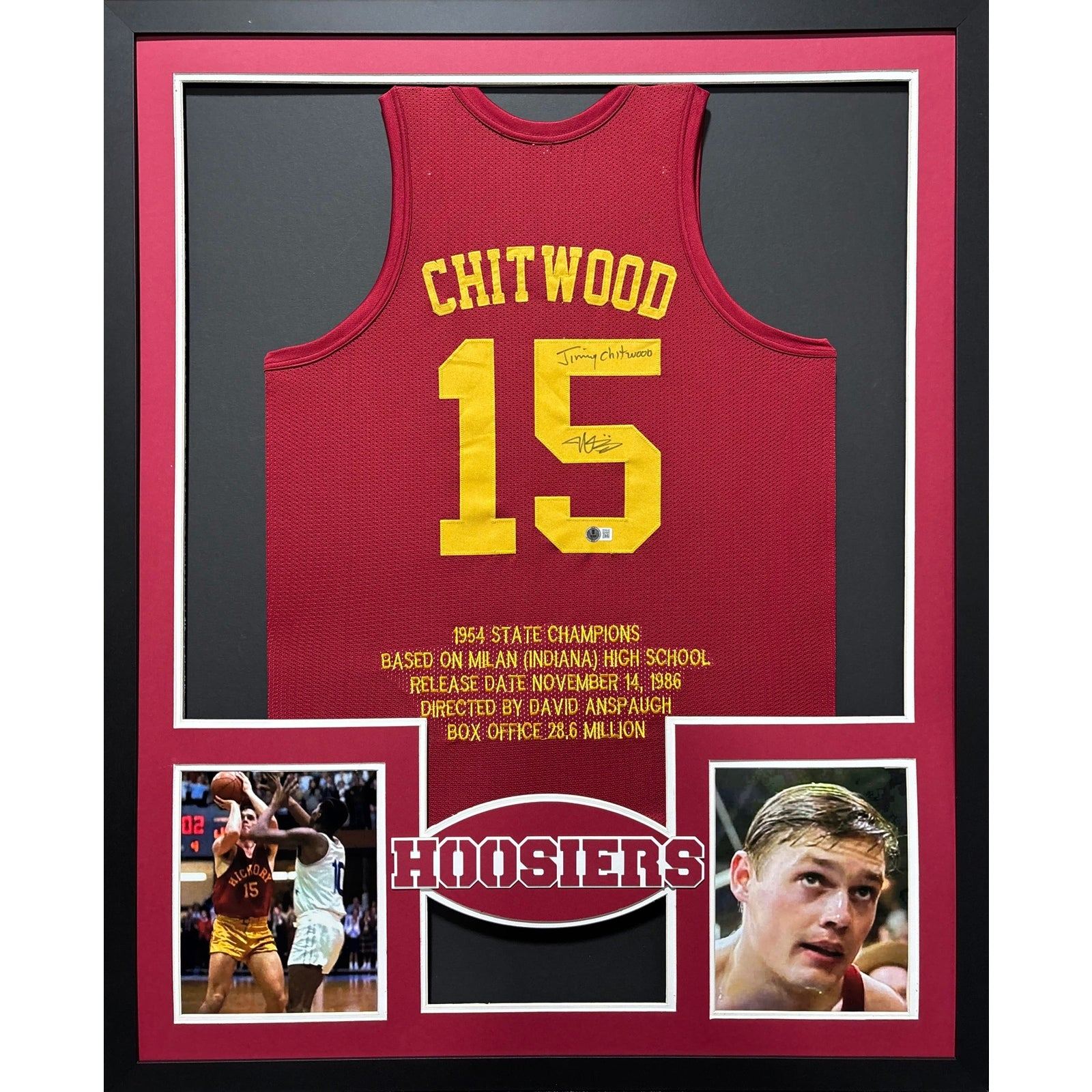 Hoosiers Movie Framed Jersey Signed Autographed Beckett Chitwood