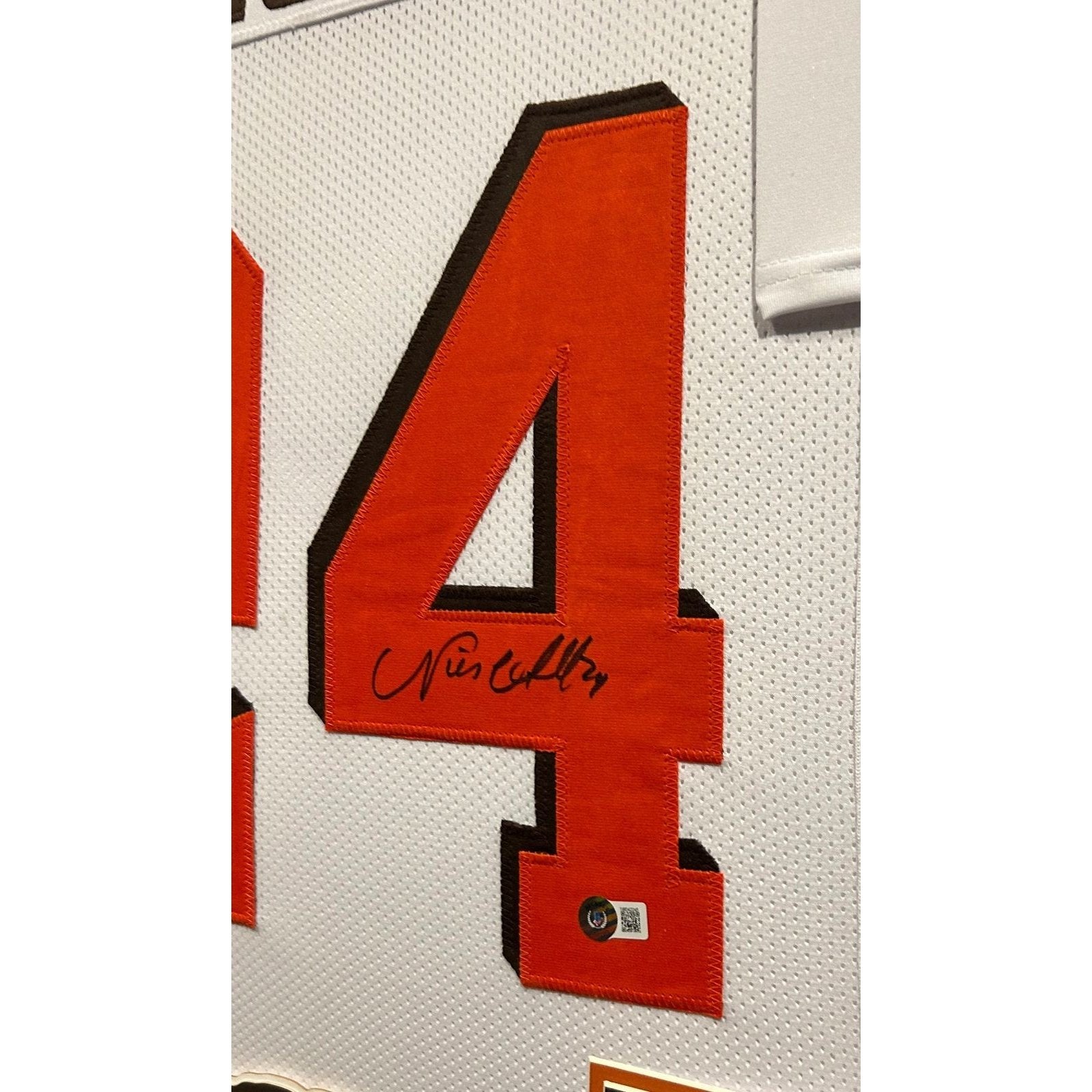 Nick Chubb Framed Signed Cleveland Browns White Jersey Beckett Autographed