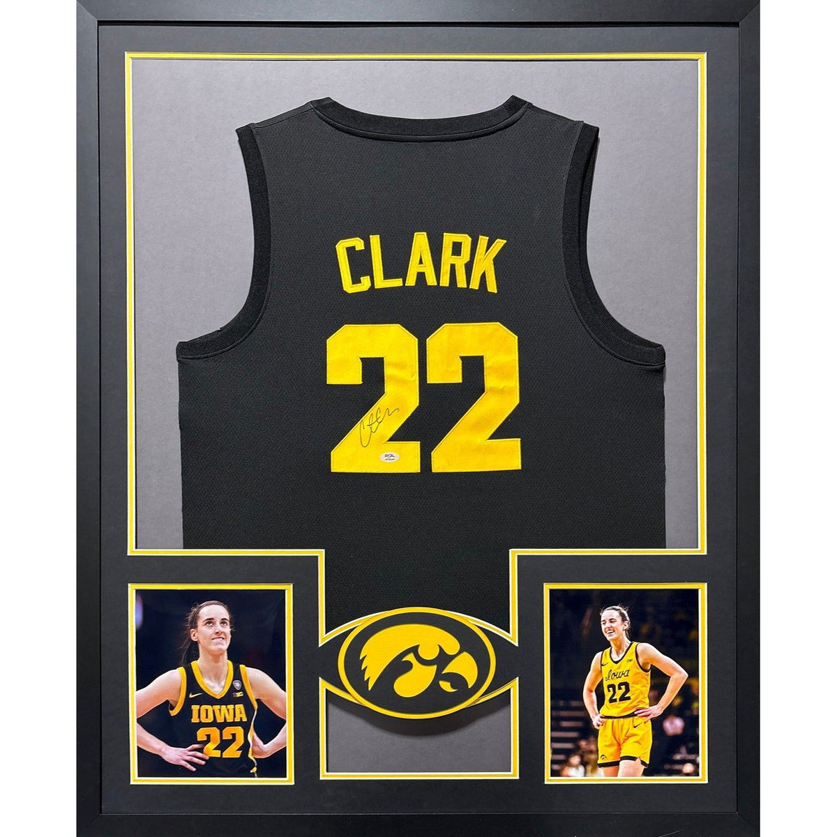 Caitlin Clark Framed Signed Iowa Hawkeyes Black Jersey PSA/DNA Autographed
