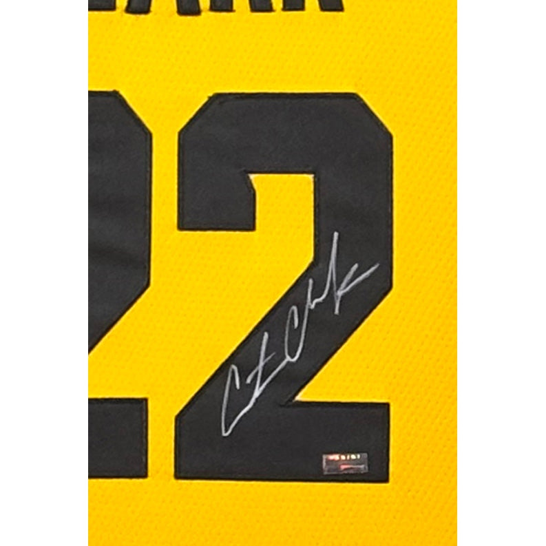 Caitlin Clark Framed Signed Iowa Hawkeyes Yellow Jersey Panini Autographed