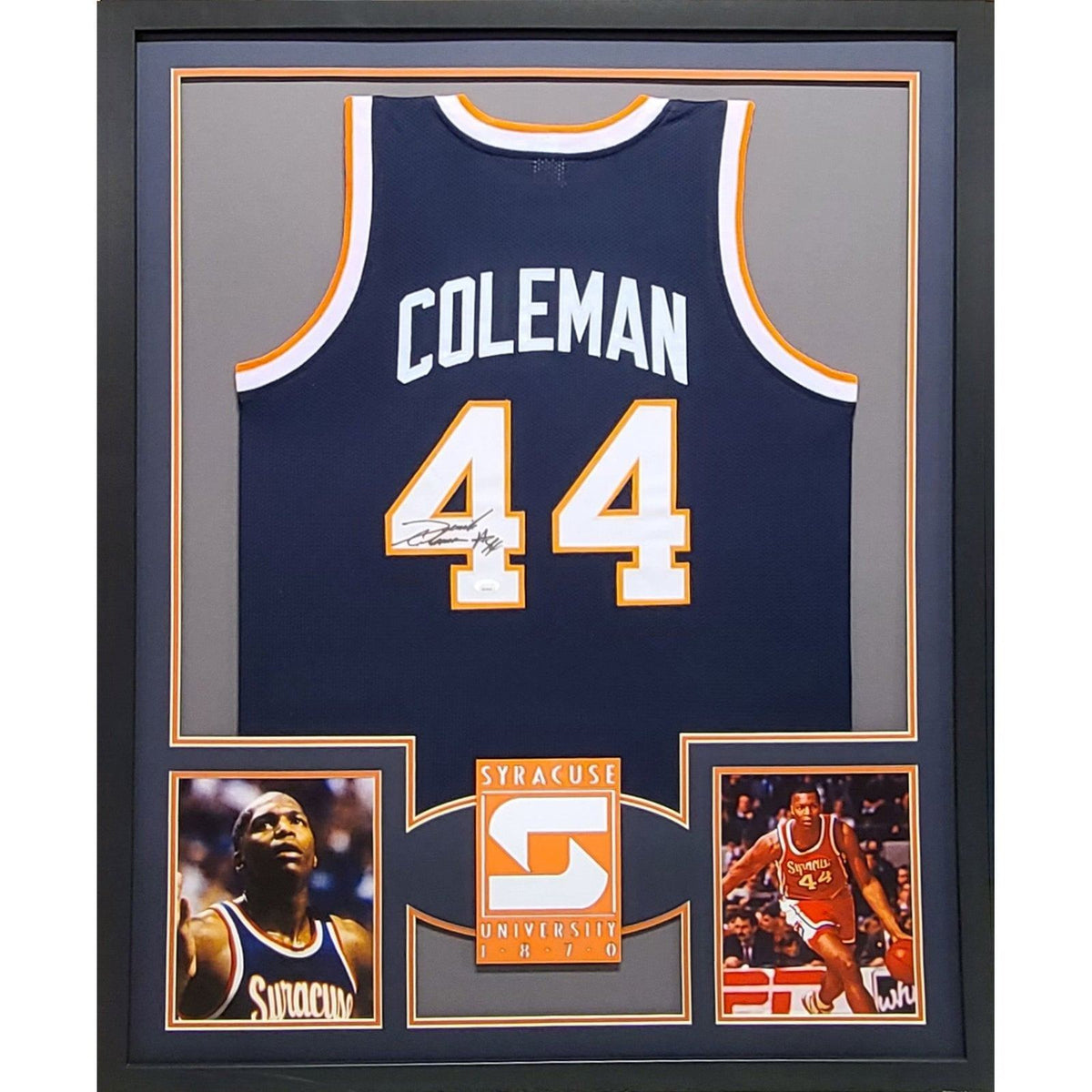 Derrick Coleman Framed Signed Jersey JSA Autographed Syracuse