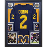 Blake Corum Framed Signed Jersey Beckett Autographed Michigan Nat Champ Style