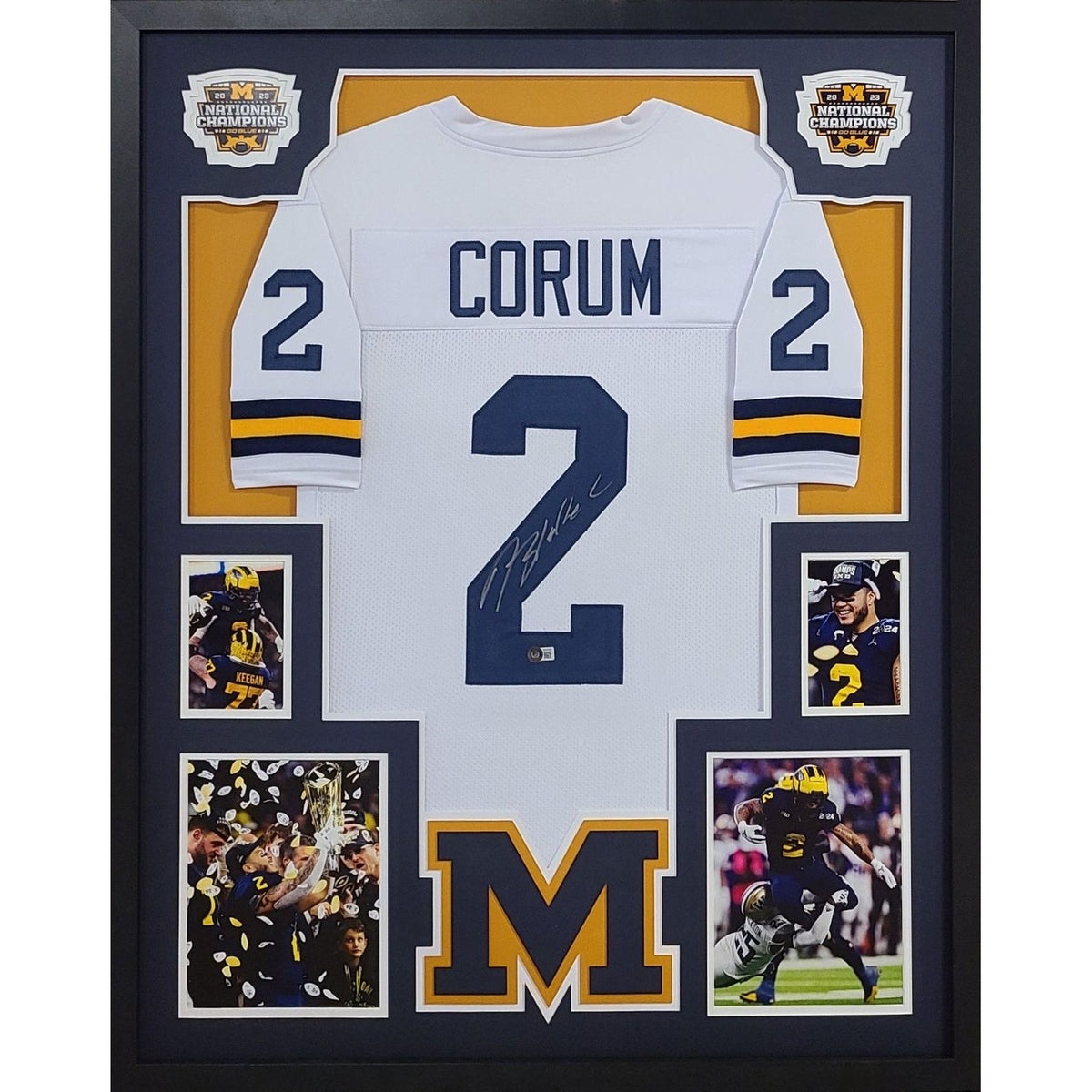 Blake Corum Framed Signed Jersey Beckett Autographed Michigan National