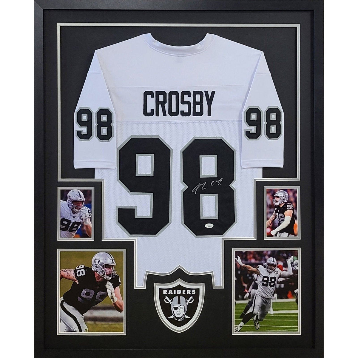 Maxx Crosby Framed White Jersey OK COA Autographed Signed Las Vegas Raiders