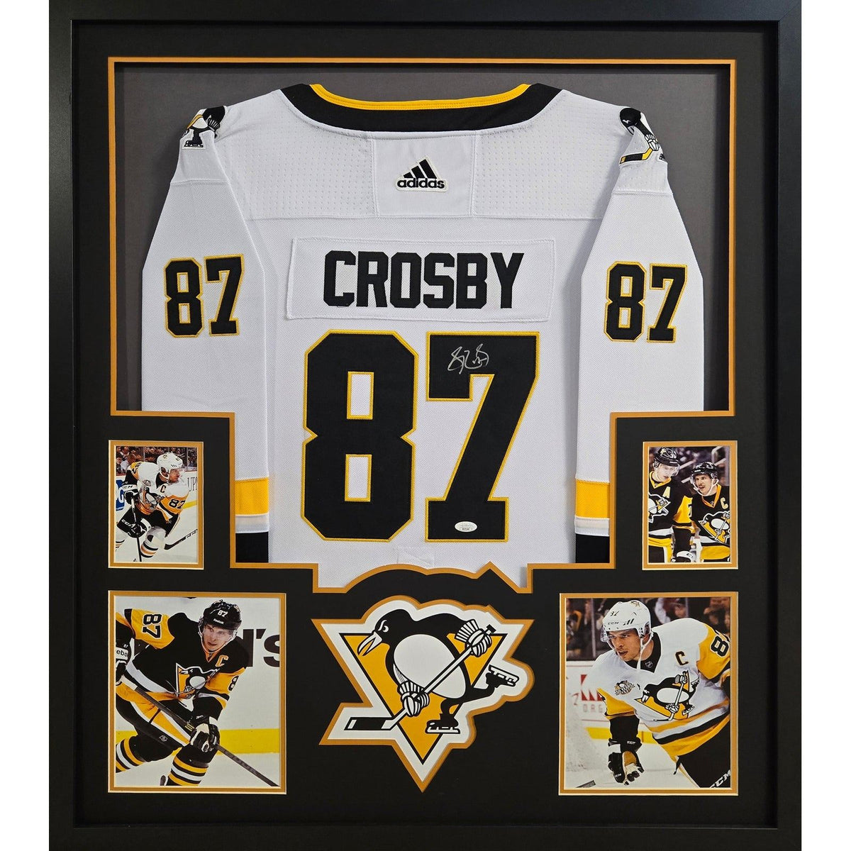 Sidney Crosby Framed Signed White Jersey JSA Autographed Penguins