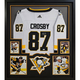 Sidney Crosby Framed Signed White Jersey JSA Autographed Penguins