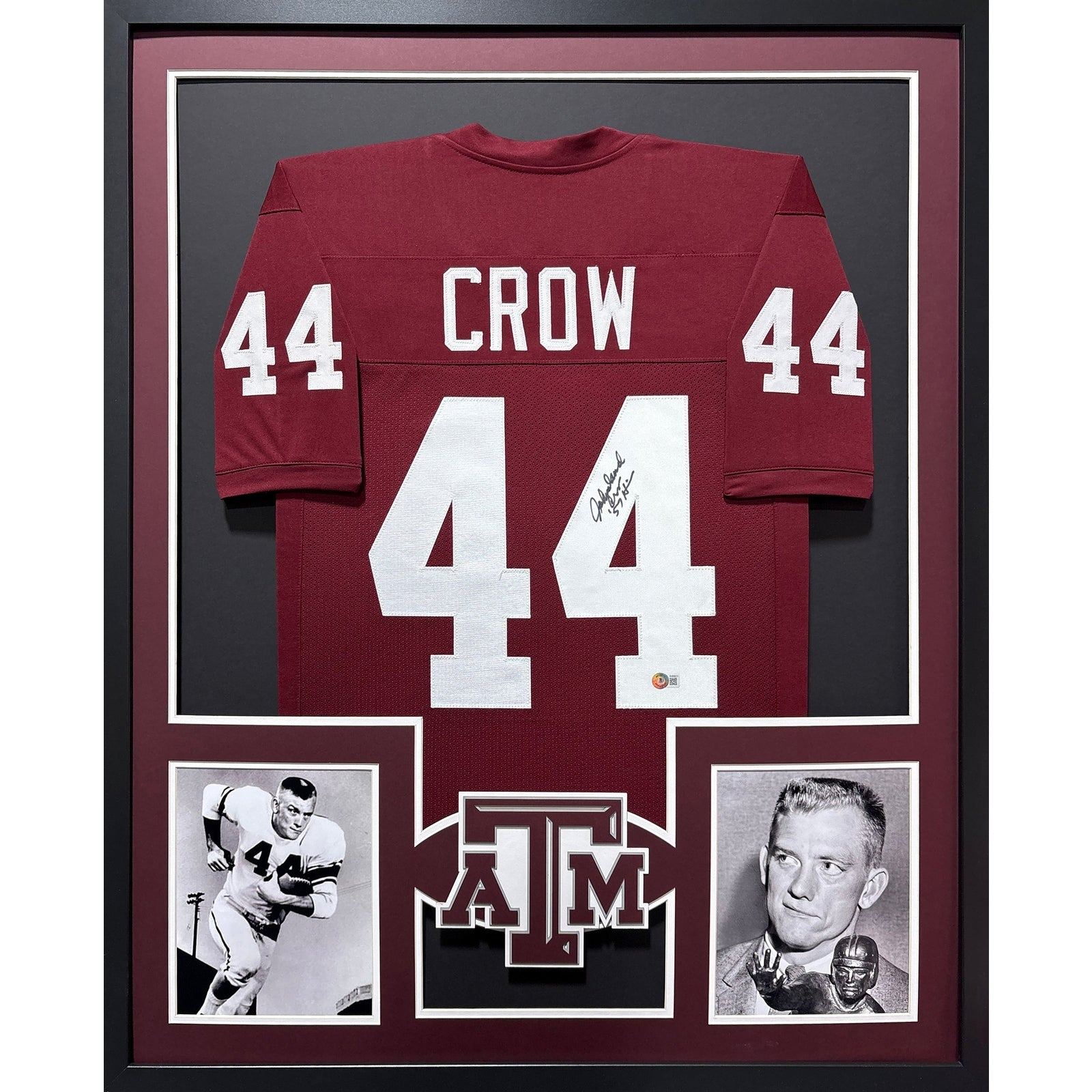 John David Crow Framed Jersey Beckett Autographed Signed Texas A&M 2PH