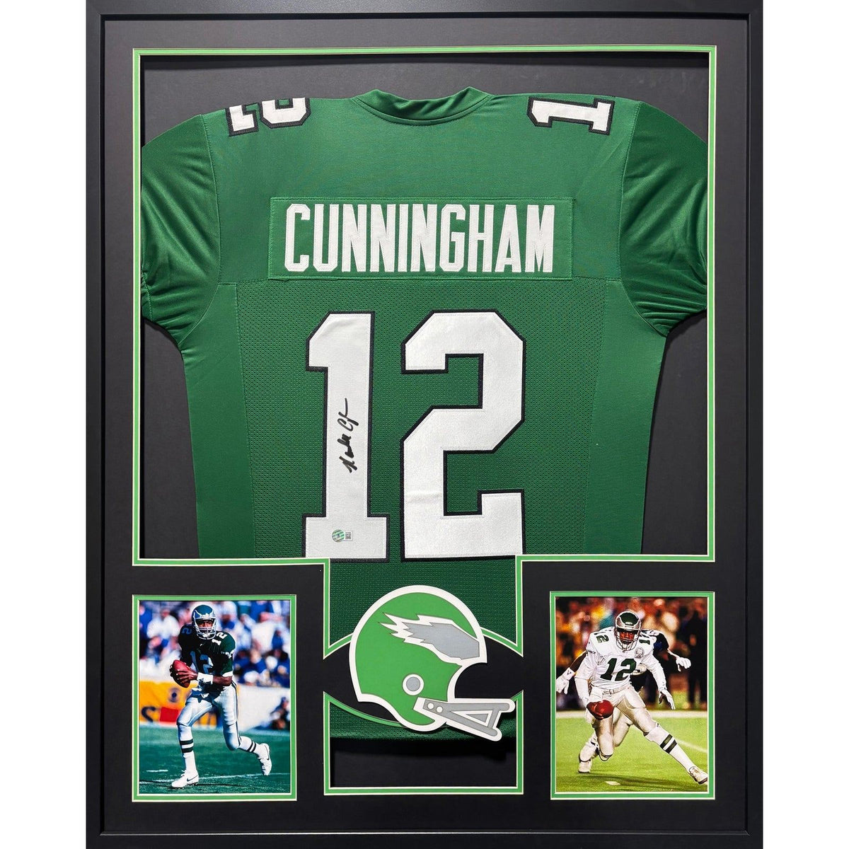 Randall Cunningham Framed Jersey Beckett Autographed Signed Eagles 2P