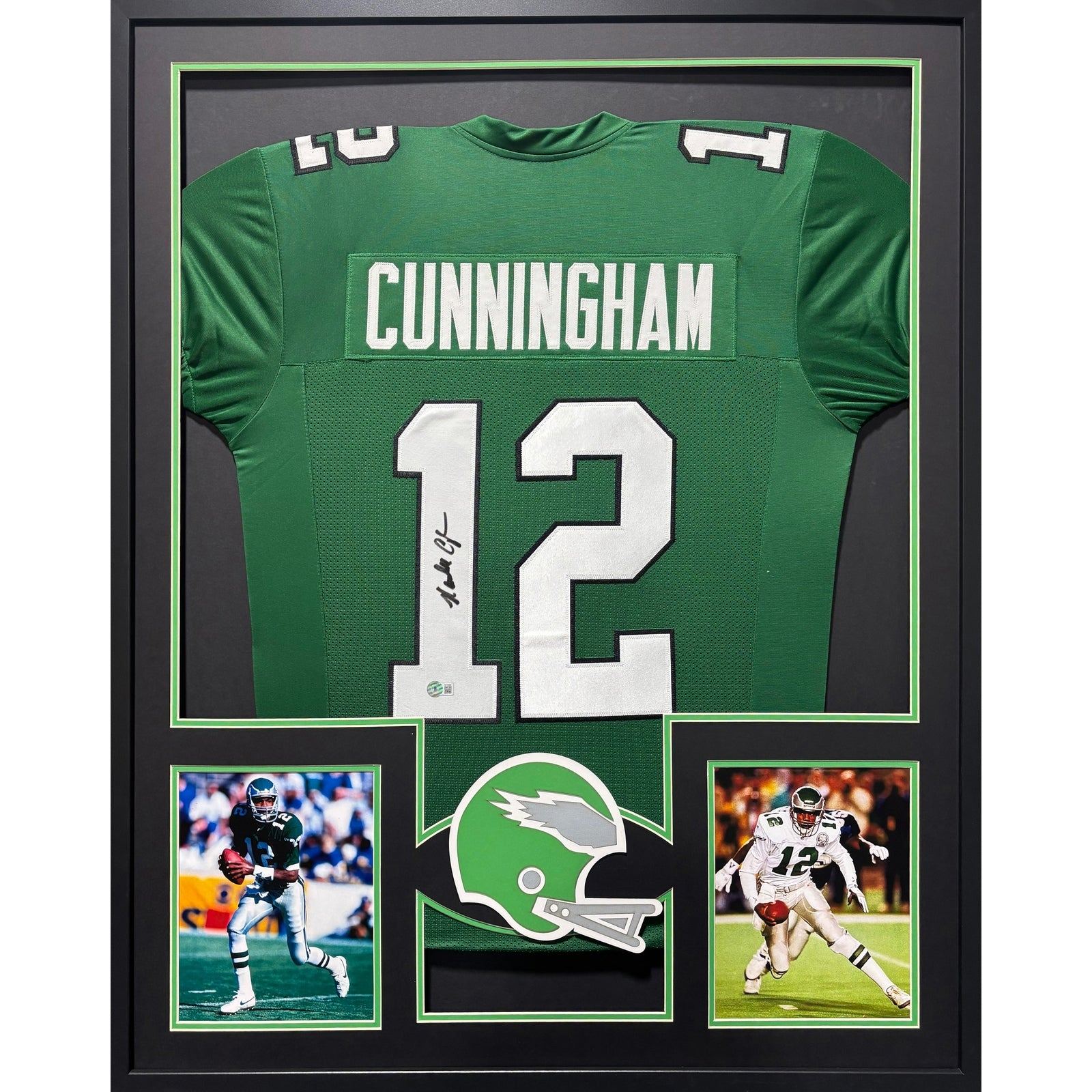 Randall Cunningham Framed Jersey Beckett Autographed Signed Eagles 2P