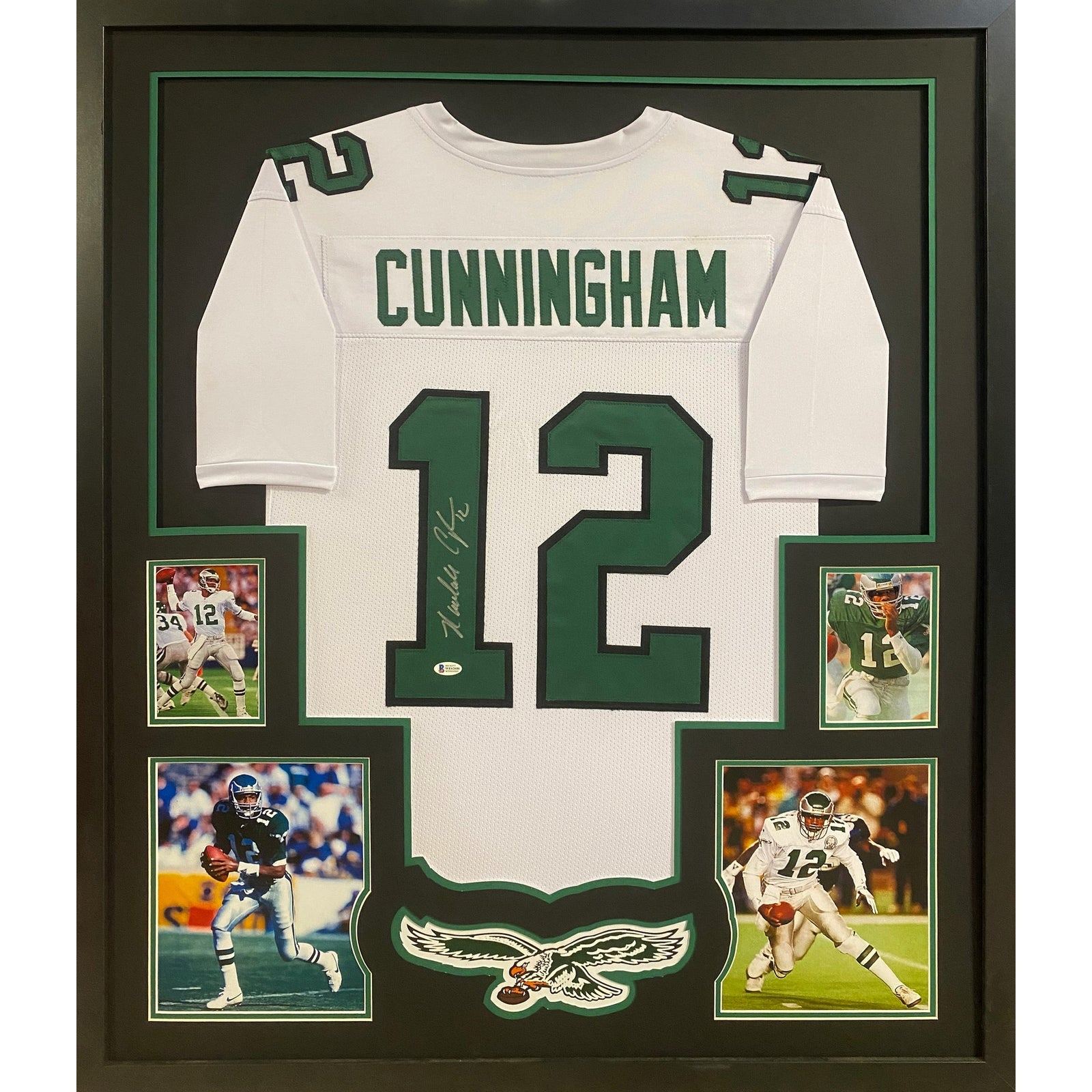 Randall Cunningham Framed White Jersey Beckett Autographed Signed Eagles