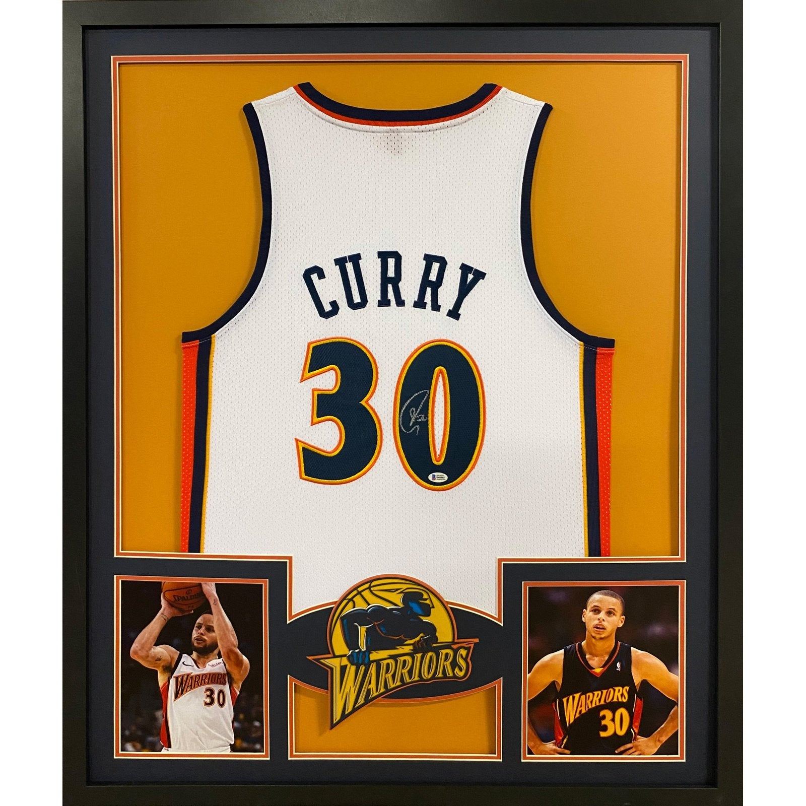 Stephen Curry Framed Signed White TB Jersey Beckett Warriors Autographed Steph