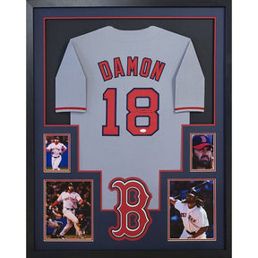 Johnny Damon Signed Framed Grey Jersey JSA Autographed Boston Red Sox