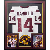 Sam Darnold Framed Signed USC White Jersey Beckett COA Autographed