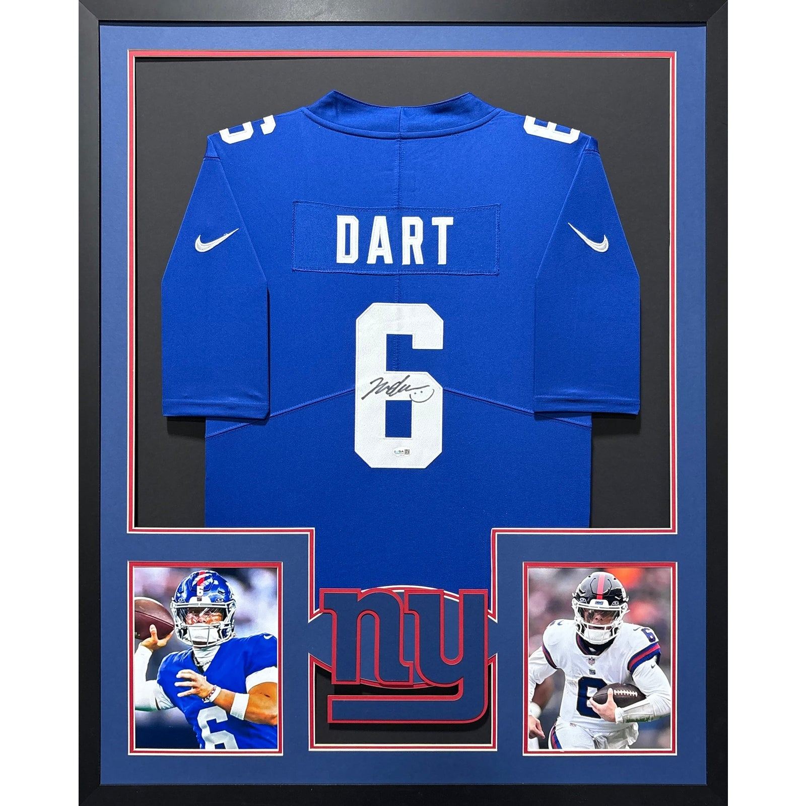 Jaxson Dart Signed Framed Jersey JSA Autographed New York Giants