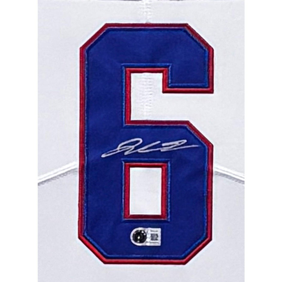 Jaxson Dart Signed Framed White Jersey Beckett Autographed New York Giants