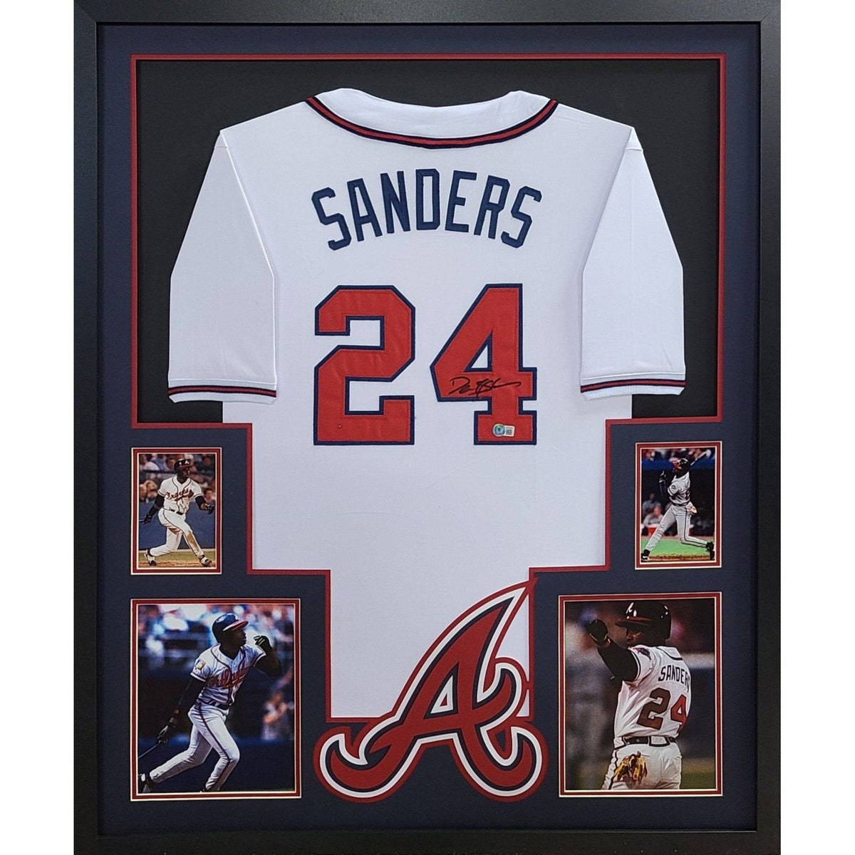 Deion Sanders Framed Signed Jersey Beckett Autographed Atlanta Braves