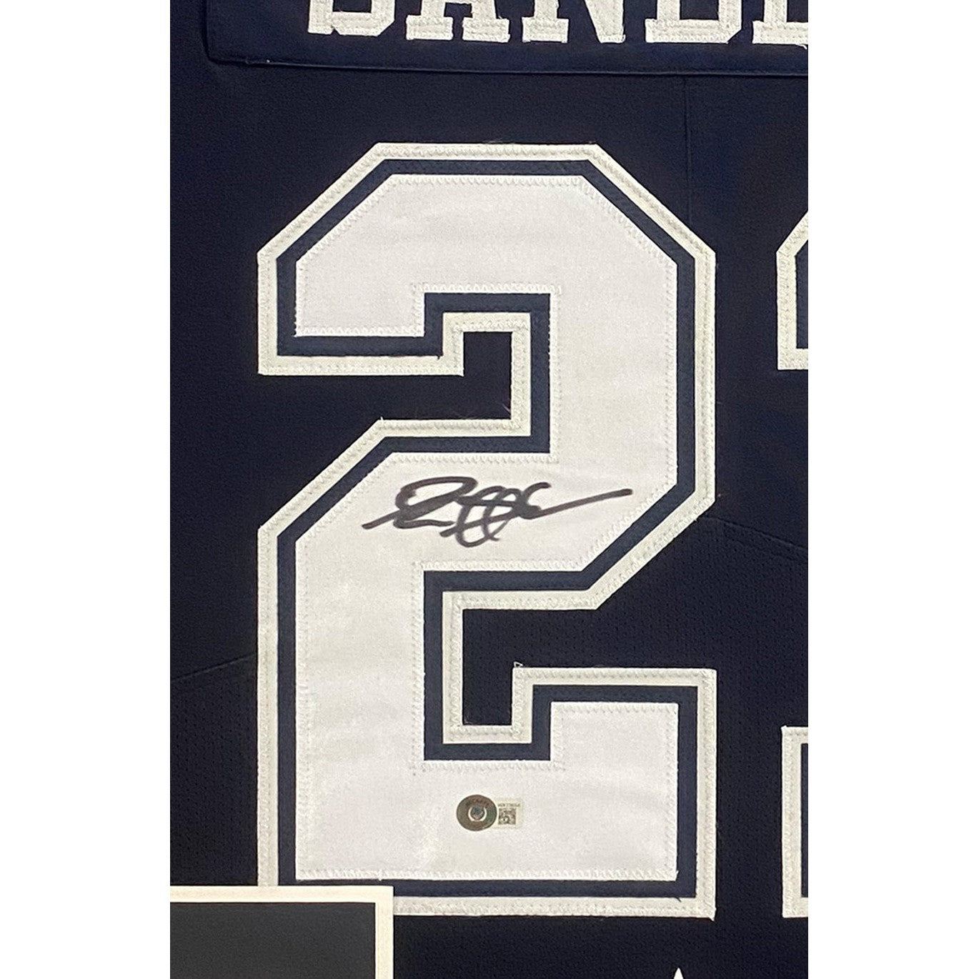 Deion Sanders Framed Signed Cowboys Blue Jersey Beckett Autographed