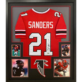 Deion Sanders Framed Signed Red TB Falcons Jersey Beckett Autographed