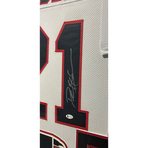 Deion Sanders Framed Signed White TB Falcons Jersey Beckett Autographed